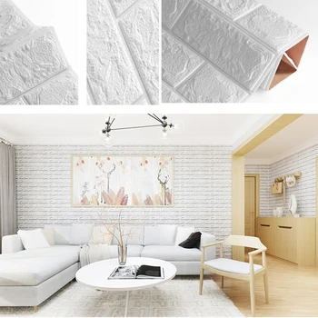 Self adhesive 3D Wall Stickers Imitation Brick Marble Embossing DIY Home Decoration Wallpaper Kids Room Kitchen Home Decoration