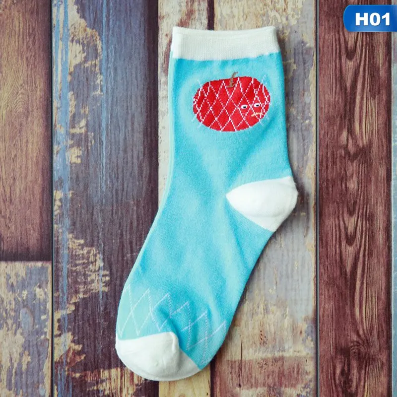 Cotton Jacquard Fruit Socks Women Lovely Striped Avocado Food Socks Dot Point New Design Ukraine Kawaii Cute Funny Spring Socks