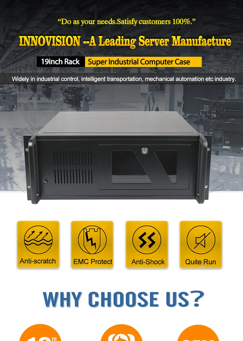 Boîtier d'ordinateur industriel pour serveur monté en rack, surveillance de  sécurité IPC610P, 7 emplacements, 14 emplacements, pcie, 450mm, 1.2mm