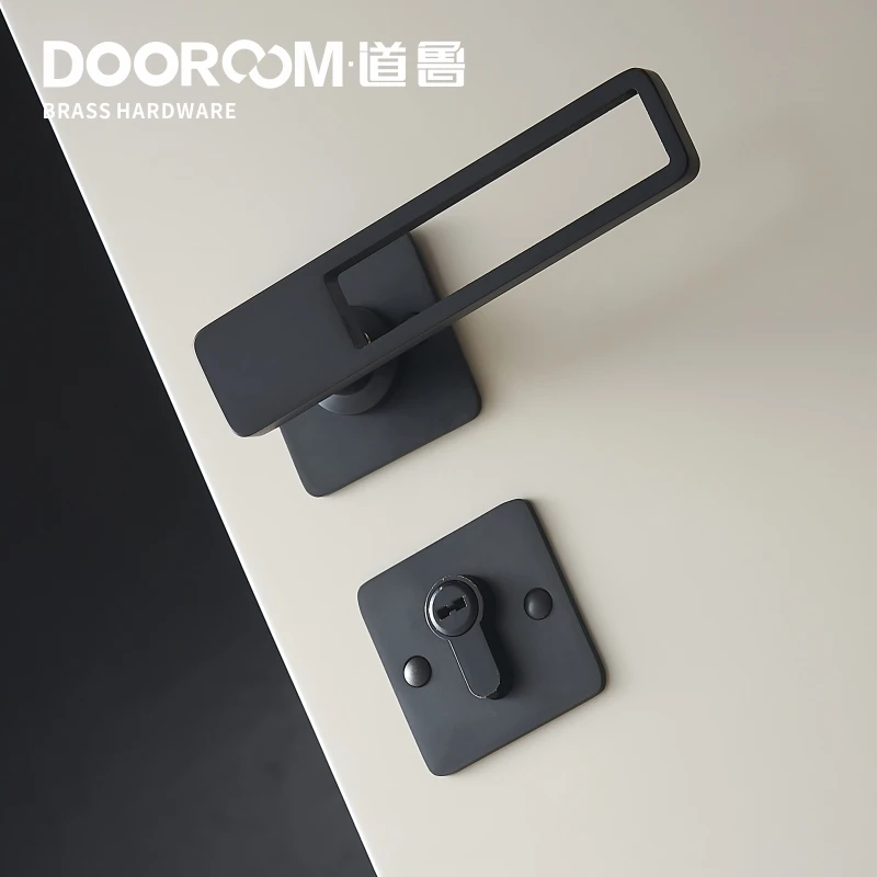 Дверной рычаг из латуни Dooroom ультратонкий бесшумный Модный черный золотой