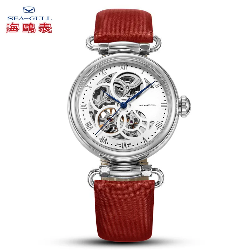Seagull механические часы женские модные часы кожаный ремешок водонепроницаемые автоматические часы полностью прозрачные механические часы 811.11.6002L