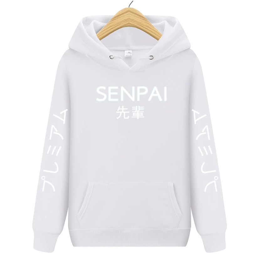 Лидер продаж, модная Японская уличная одежда, SENPAI, толстовка с капюшоном, несколько цветов, мужские и женские толстовки, пуловер, sudadera hombre - Цвет: white1