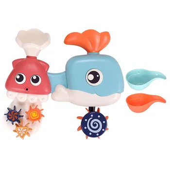 

Home Baby Bath Toy Cute Cartoon Swimming Pool Watering Pot Spray Waterwheel Shower Whale Shape Children Gift Toddler Outdoor