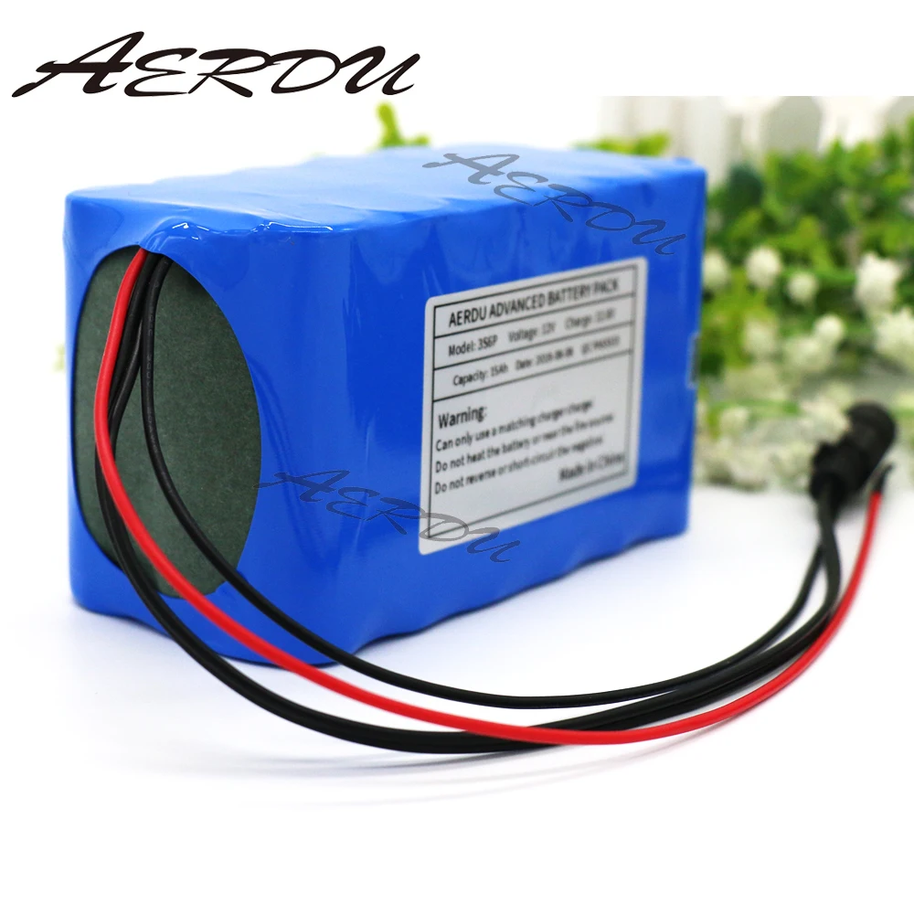 AERDU 12V 15Ah 11,1 V 3S6P 250 Ватт литий-ионный аккумулятор 12,6 V охотничья ксеноновая лампа для рыбалки Резервная мощность с 25A BMS