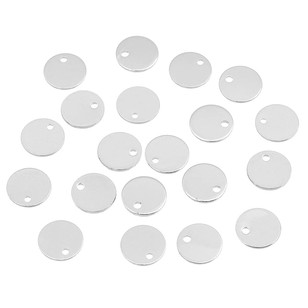 40pcs Round Gold silver color Pendant Stamping Blank Dog Tags Pendants Charm Necklace DIY Jewelry Crafts 8mm