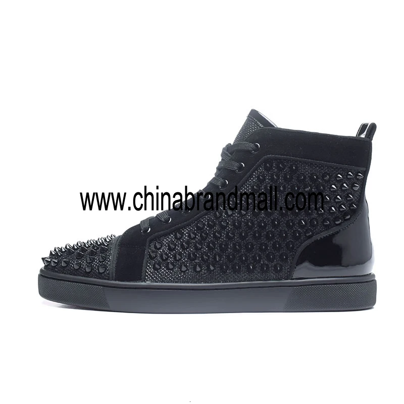 

Men Shoes Fashion Brand Men Boots Glitter Real Leather Footwear For Man High Top Studded Spikes Canvas Casual Shoes Men Sneakers