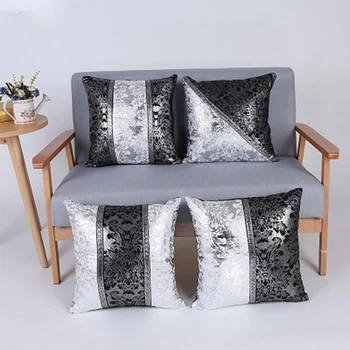 

Decorative Cushion Cover Flower Pillowcase Car Sofa Decorative Pillowcase Home Pillowcase New Luxury Vintage Black and Silver