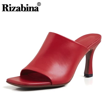 

Rizabina New Design Some Sandals Real Leather Square Toe Woman Summer Shoes Fashion Party Shoes Woman Footwear Size 34-40