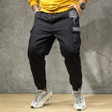 Летние брюки для бега размера плюс, мужские повседневные длинные штаны для скейта, уличная одежда, стильные модные спортивные штаны, свободные брюки с карманами