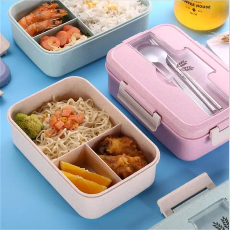 Модный из пшеничной соломы контейнер Bento для обеда микроволновая печь Bento Ланч-бокс контейнер для еды Ланч-бокс контейнер для хранения еды для студентов