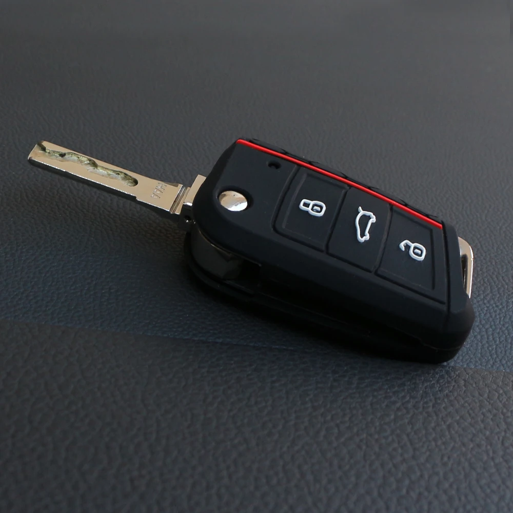 Silicone Car Key Case Cover for Volkswagen VW Golf 7 MK7 Tiguan Mk2 for Skoda Octavia 3 A7 Kodiaq 2017-2021