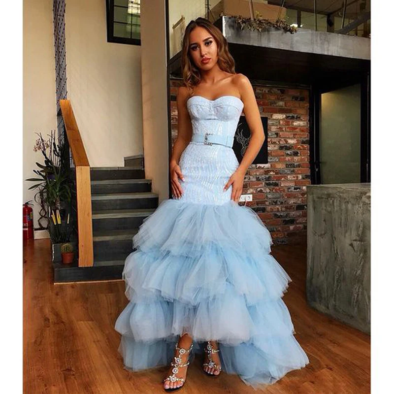 

Sky Blue Evening Dresses 2010 Long Prom Dresses Mermaid Custom Made Fomrla Party Girl Dresses Vestido de Festa