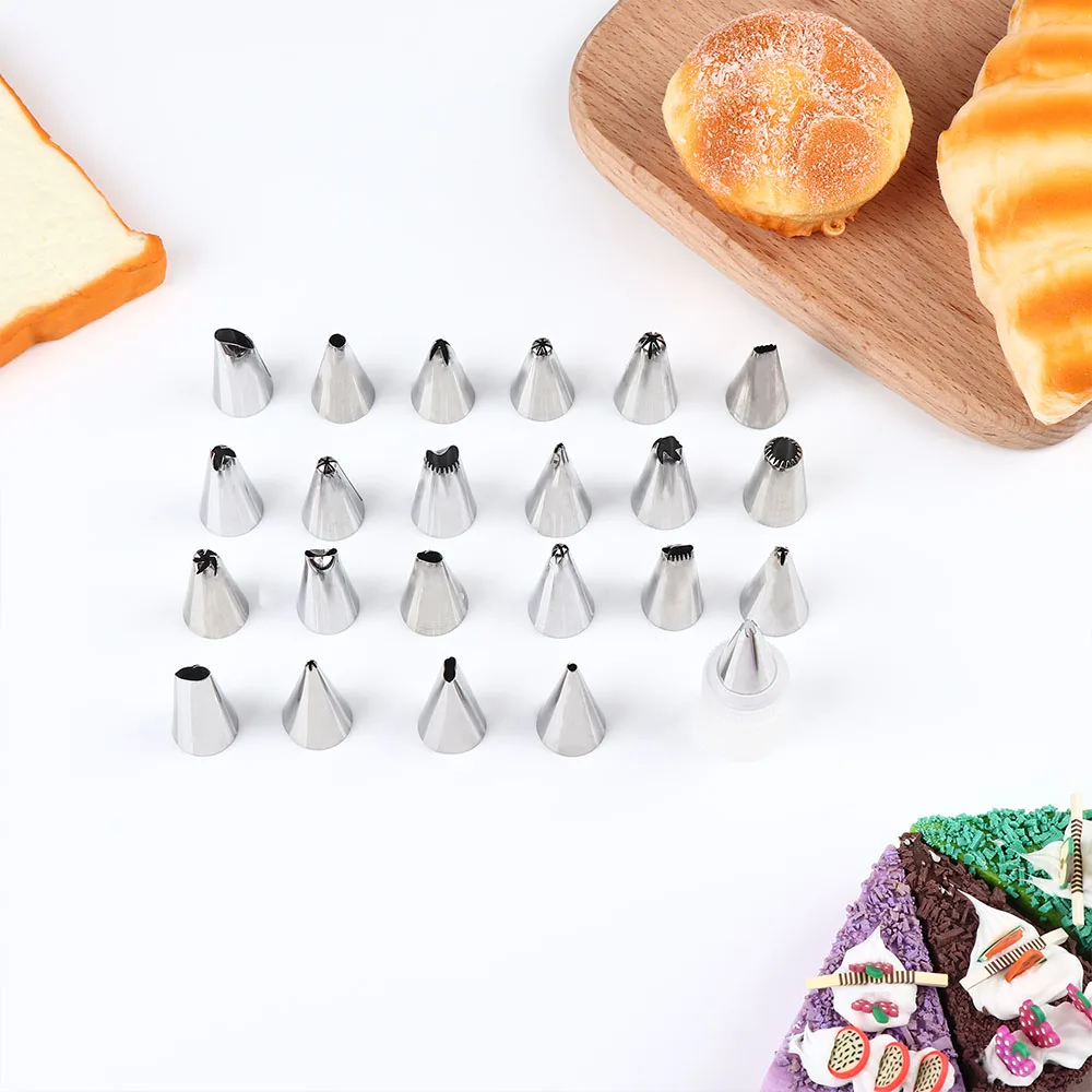 24Pcs/set Stainless steel Icing Piping Nozzles Pastry Tips Set Cake Decorating Tools Kitchen Accessories