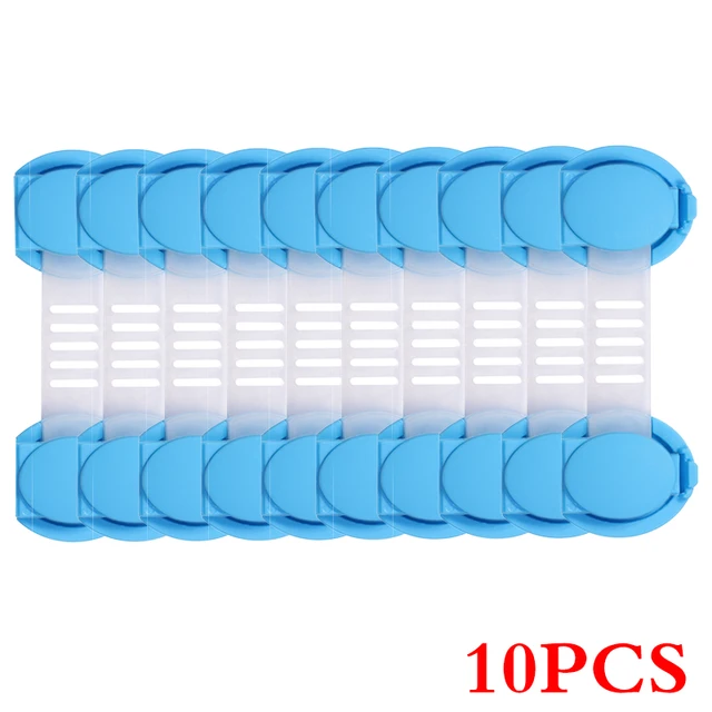 10pcs/Lot Drawer Door Cabinet Cupboard Toilet Safety Locks Baby Kids Safety Care Plastic Locks Straps Infant Baby Protection Blue