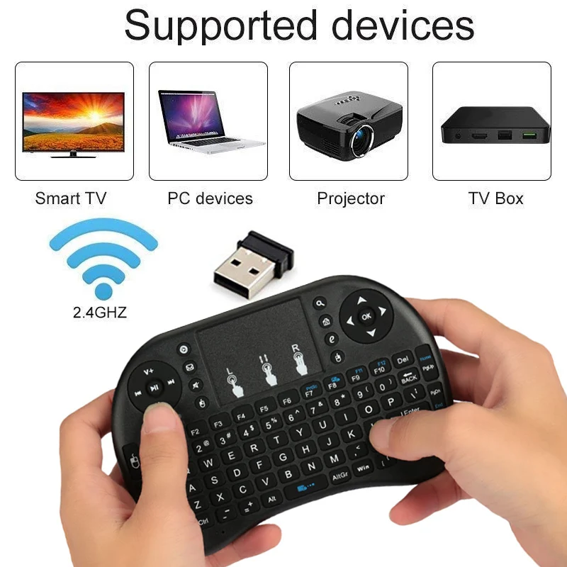 

new i8 2.4GHz Wireless Mini Qwerty Keyboard Mouse Touchpad with Receiver For PC Smart TV PS4 HTPC Handheld Touchpad Keyboard