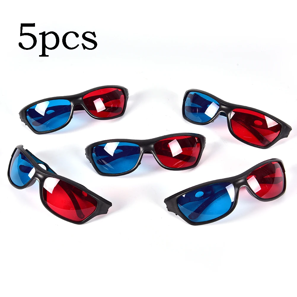 5pcs Black Frame Universal 3D Plastic Glasses/Oculos/Red Blue Cyan 3D Glass Anaglyph 3D Movie Game DVD Vision/cinema