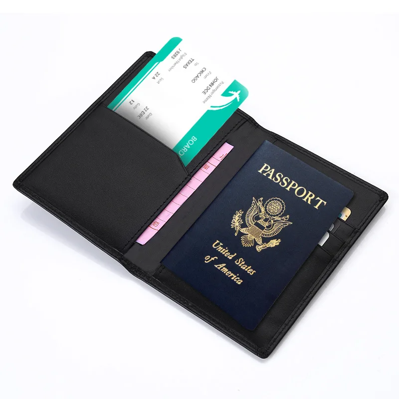 

Men Wallet Passport Cover Male Card Holder Travel Wallet Male Money Clip Credit Card Wallet Genuine Leather Material