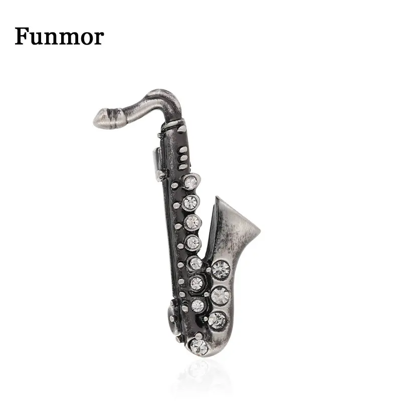 Funmor, винтажные саксофоны, музыкальный инструмент, брошь, Противокражные, цветные значки для женщин, для музыканта, выпускного, вечерние, аксессуары, нагрудные, Bijoux