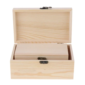 

3Pcs Unfinished Wooden Chest Jewelry Gift Box Case for Kids DIY Craft Woodworking Toys