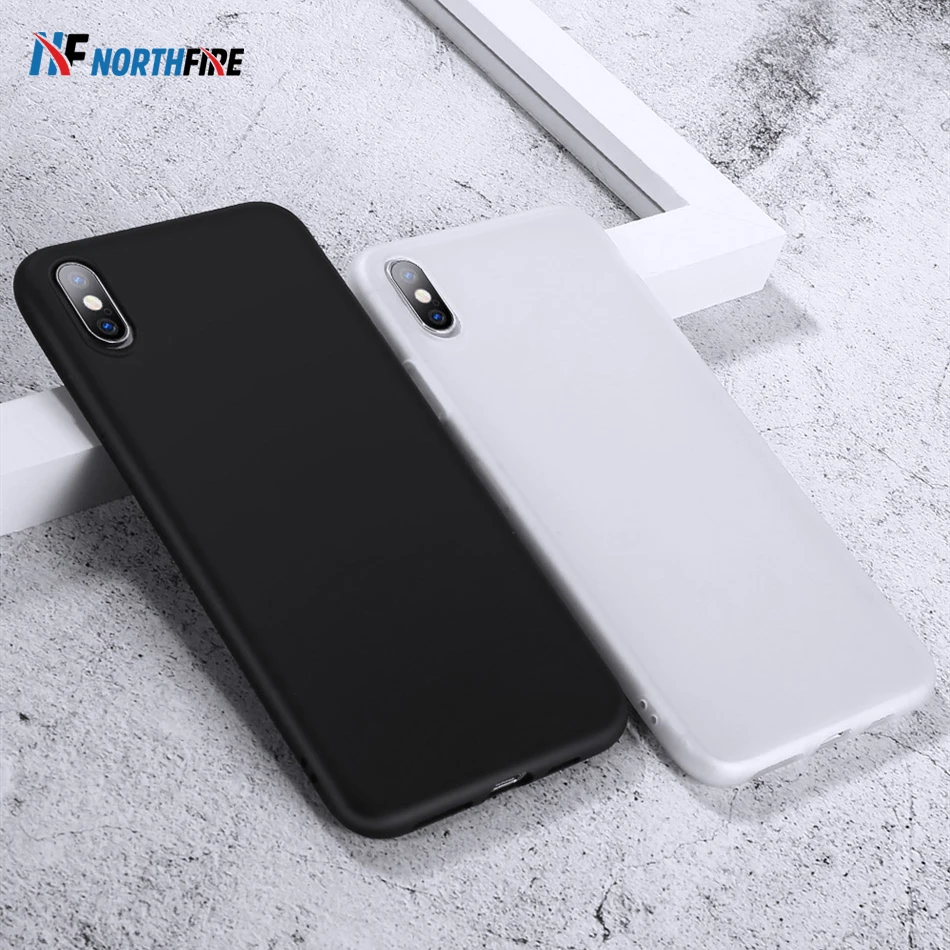 Матовый мягкий чехол для iPhone 8 7 6S 6 Plus X XR XS Max простой силиконовый из ТПУ 5S SE кожаный