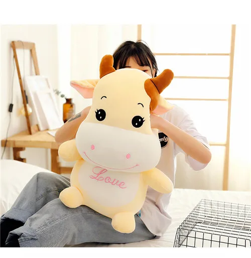 Fancytrader 24'' Lovely Plush Soft Stuffed Giant Animal Milk Cow Toy Big Plush Cow Doll Nice Gift For Kids 60cm 2 Colors (16)