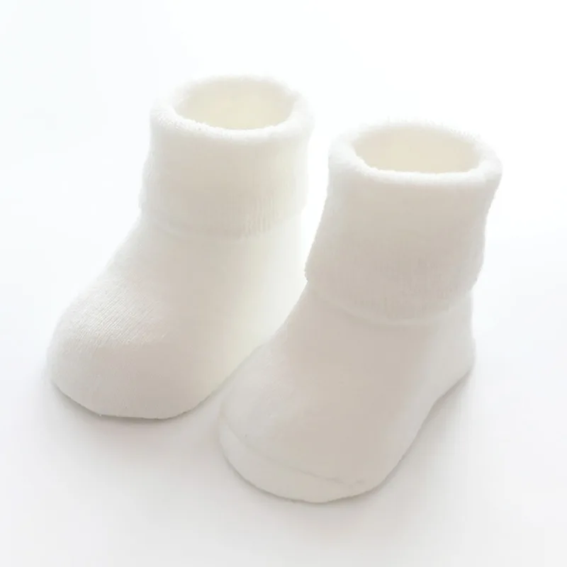 Носки для малышей; однотонные Короткие хлопковые нескользящие носки ярких цветов для малышей; теплые зимние носки для малышей - Цвет: MV0104W
