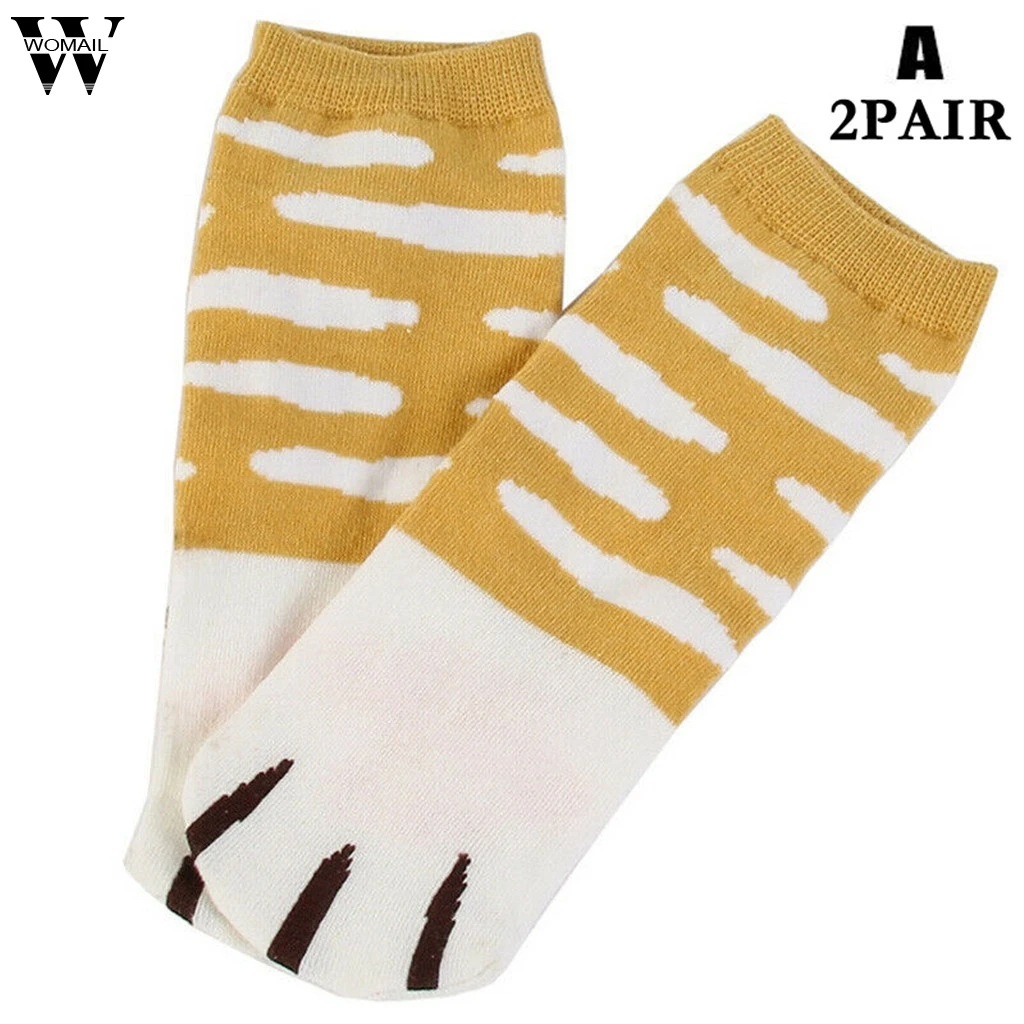Womail/2 пары; милые носочки с рисунком когтей; хлопковые короткие носки с кошачьими ушками; короткие носки с забавной лапой