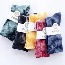 Носки с «вареным» эффектом, для мужчин и женщин, до колена, забавные, для велоспорта, бега, туризма, галстука harajuku, хип-хоп