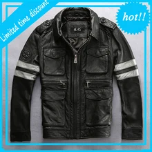 Мужская куртка из воловьей кожи на весну и осень, брендовая Повседневная Верхняя одежда из натуральной кожи, Мужская винтажная мотоциклетная Черная куртка