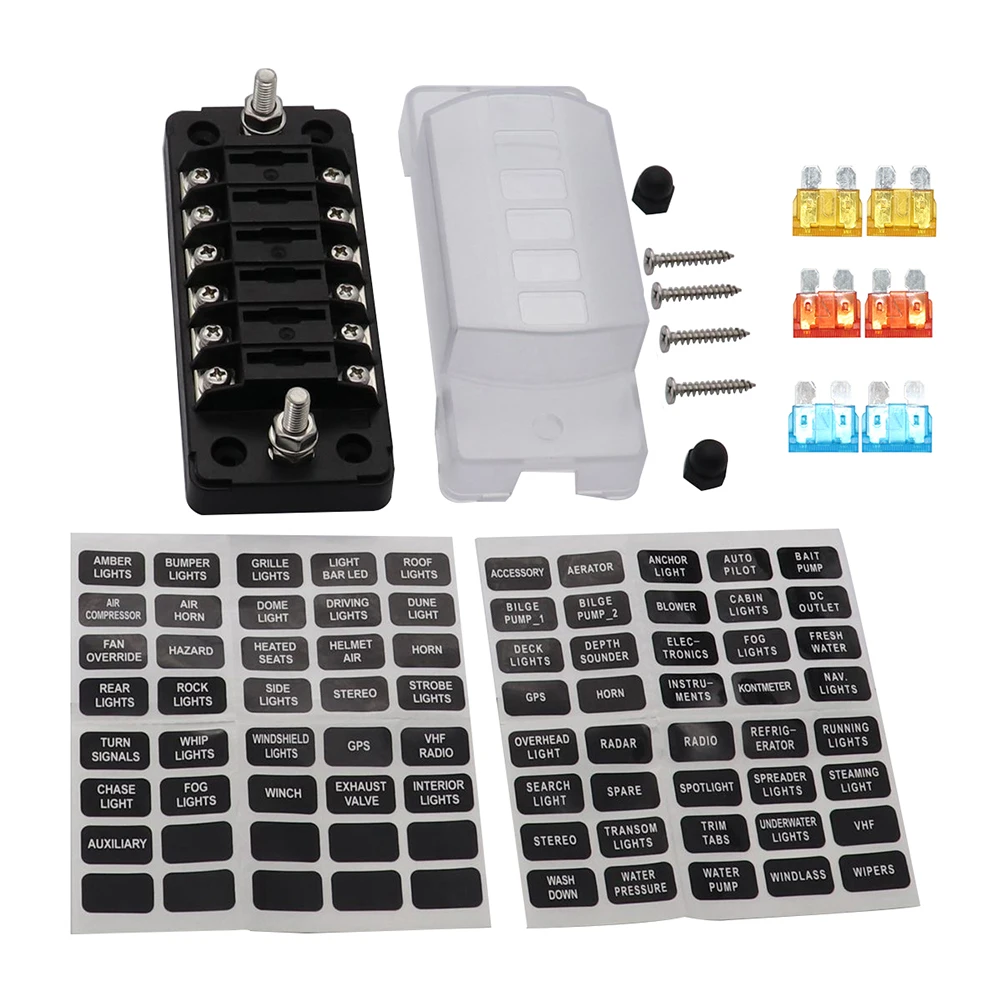 Держатель предохранителя автомобиля коробка 32V DC 6-way с самостоятельной отрицательной функцией для автомобиля лодки морской авто электрическая линия защиты