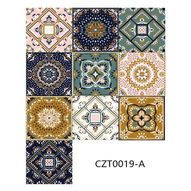 30Pcs PVC Waterproof Self-Adhesive Wall Stickers Moroccan Style Furniture Kitchen Bathroom Floor Decorative Tile Stickers pattern 11