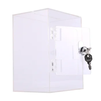 

Acrylic Box With Lock Multifunctional Fundraising Box Suggestion Box Donation Box Drop Box for Charity Ballot Survey (Transparen