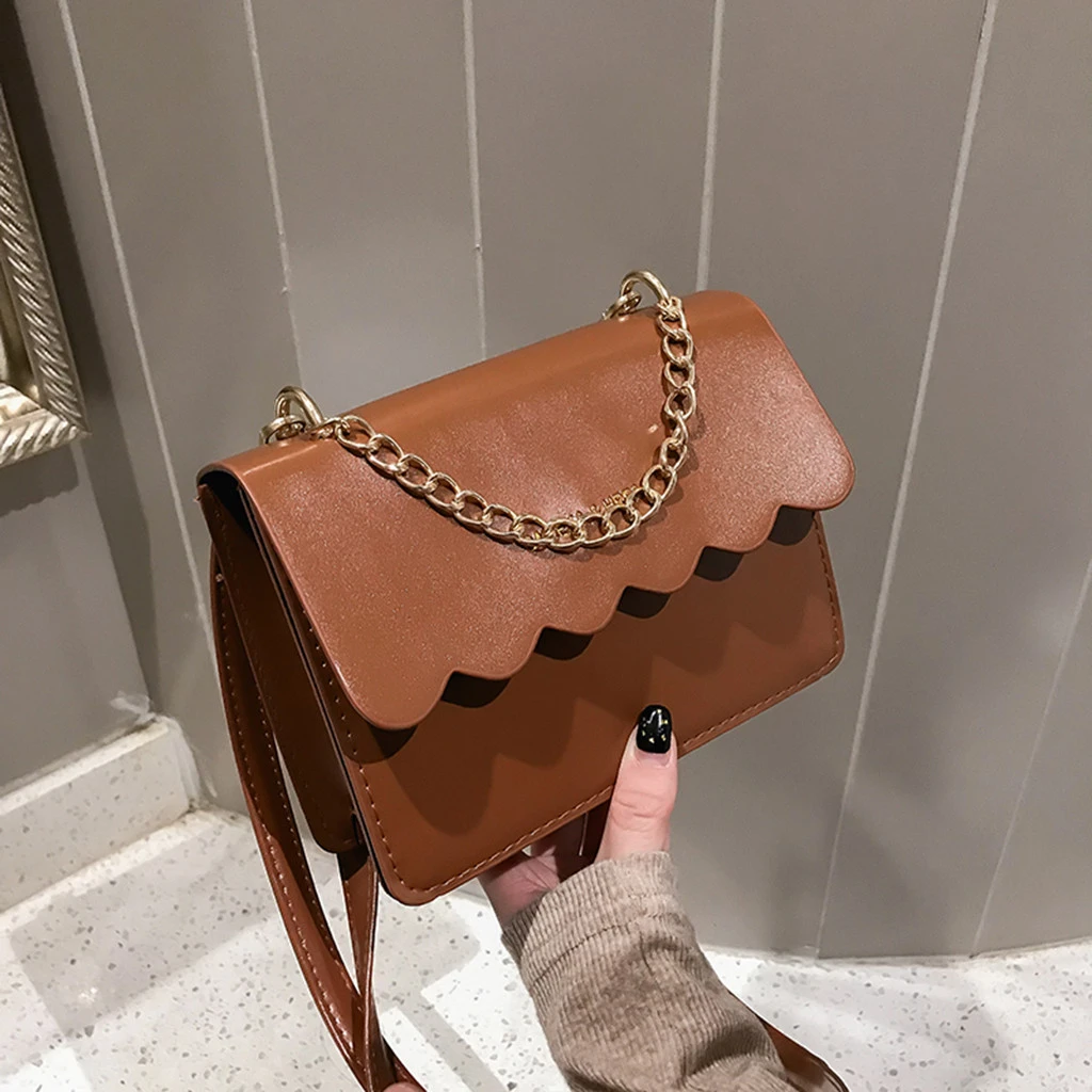 Simple Flap Shoulder Fashion Women Bag Leather Bags Girls Pure Color Mini Messenger Chest Cross Body Handbags Bolsa Feminina 820