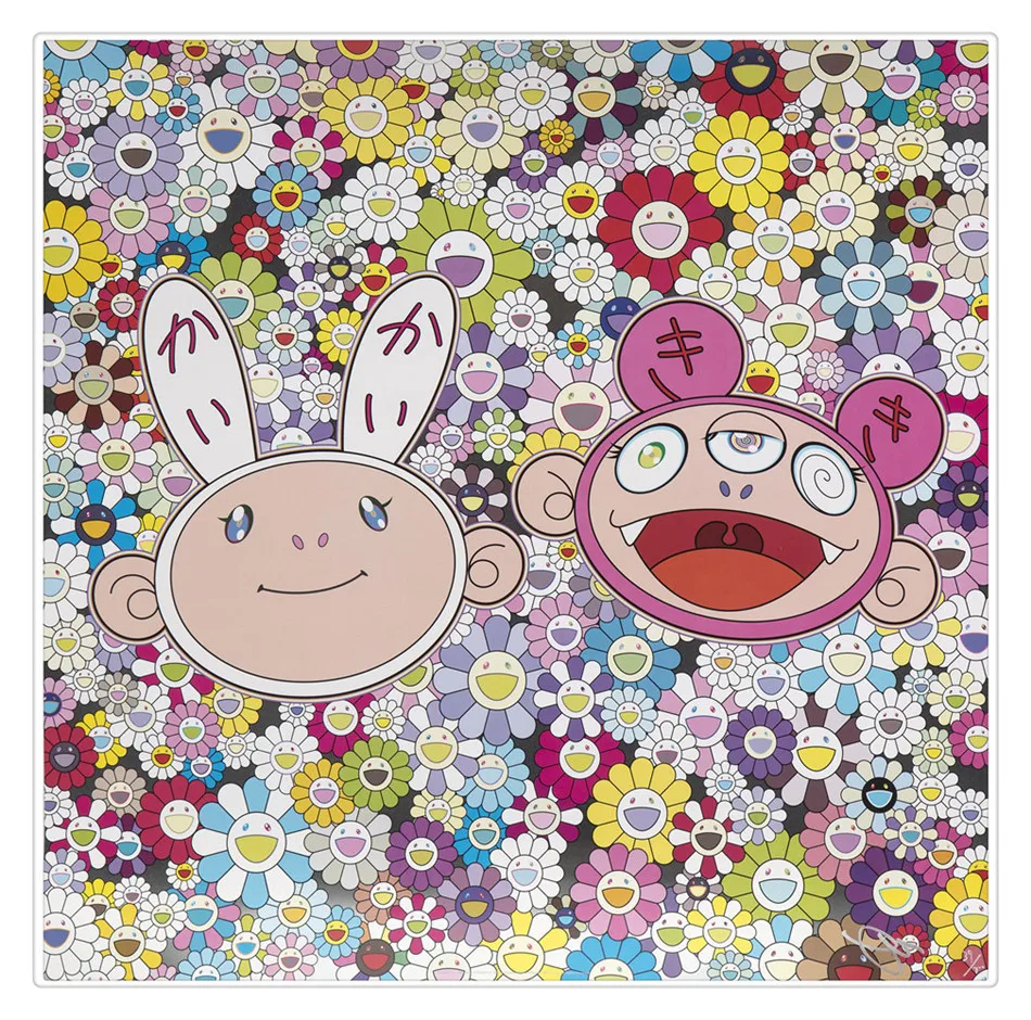 

Takashis Murakami Flower Rabbit Oil Painting Modern Wall Art Pictures Canvas Print for Living Room HD Home Decoration Posters