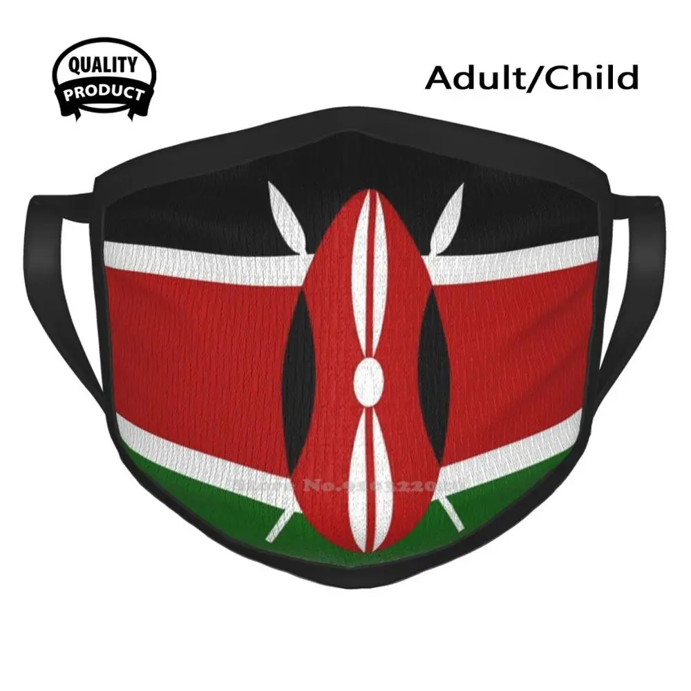 Летняя воздухопроницаемая маска для лица с кенийским флагом
