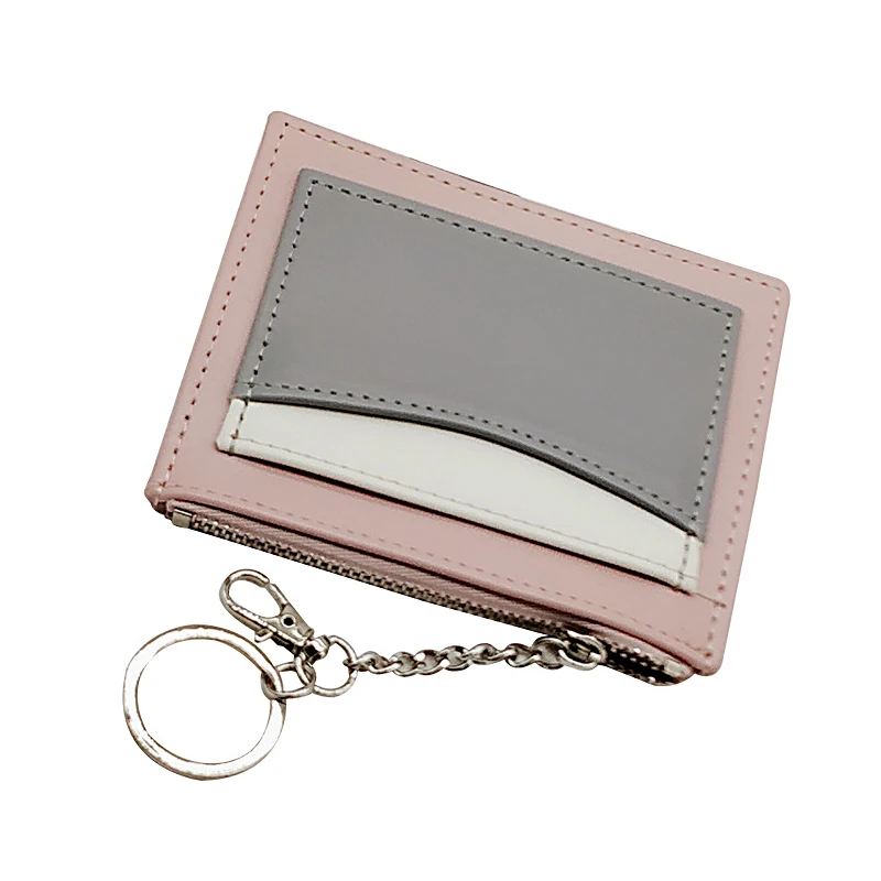 

New Fashion Women Wallets PU Leather Panelled Patchwork Bank Card Set Multi-card Position Card Holder Female Keychain Purse