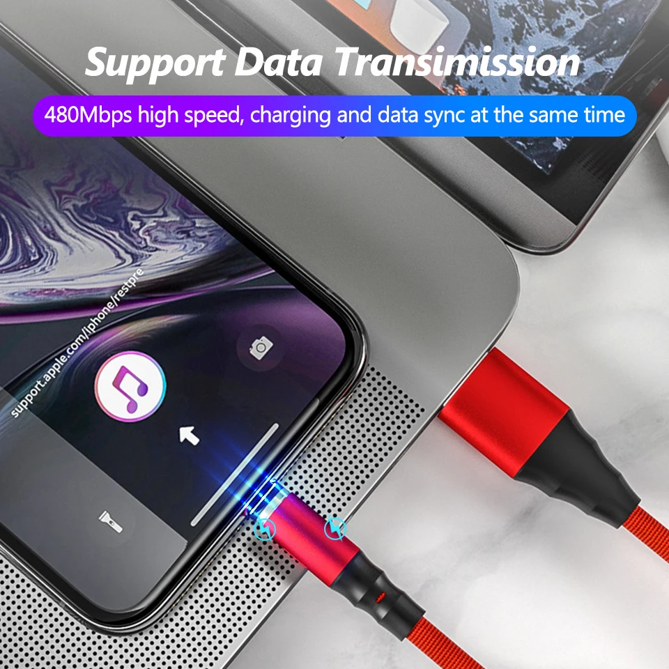 Магнитный кабель Venroii usb type C 3A для быстрой зарядки Micro шнур ...
