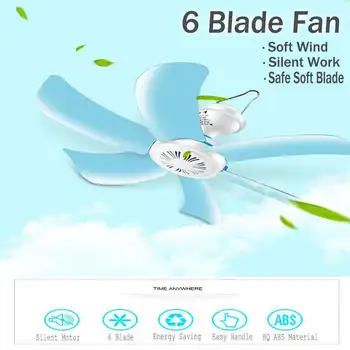 

220V Small Lake Green Energy-saving Fan Breeze Household Electric Mosquito Killer Mini Ceiling Cool Fan With 6 Leaves