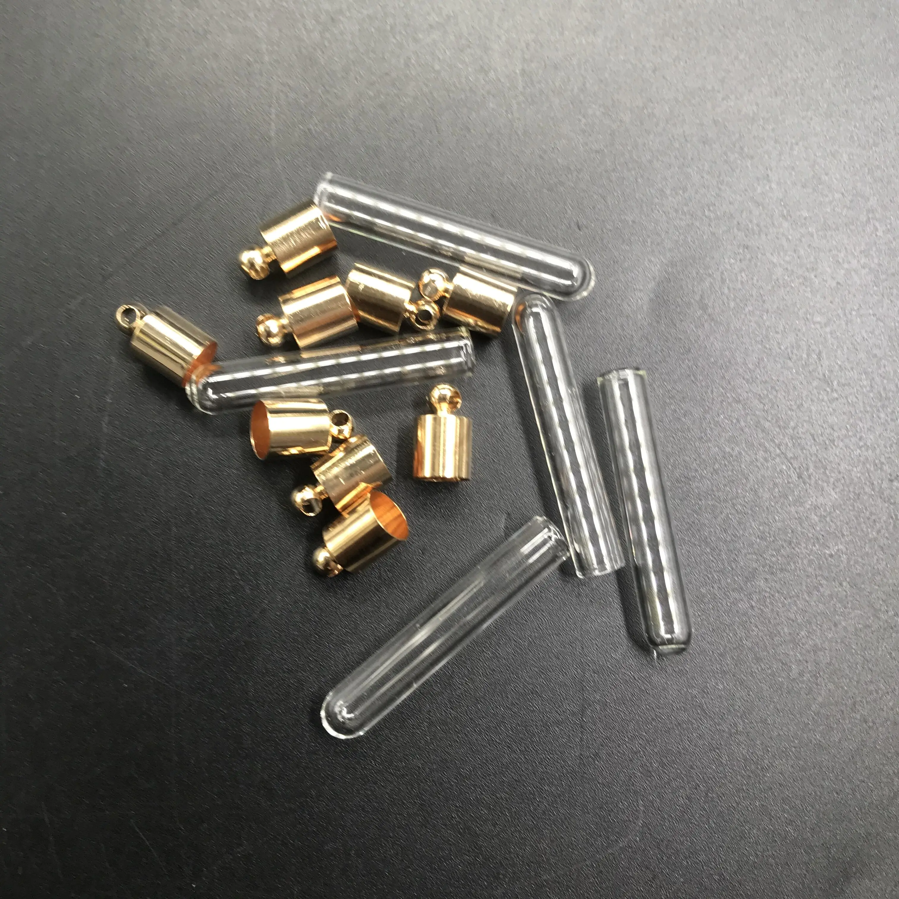 30pcs gold/silver glue cap tube glass Vial Pendant locket charms mini wishing glass bottles jars name on rice art jewelry gifts glass bottles mini glass bottles