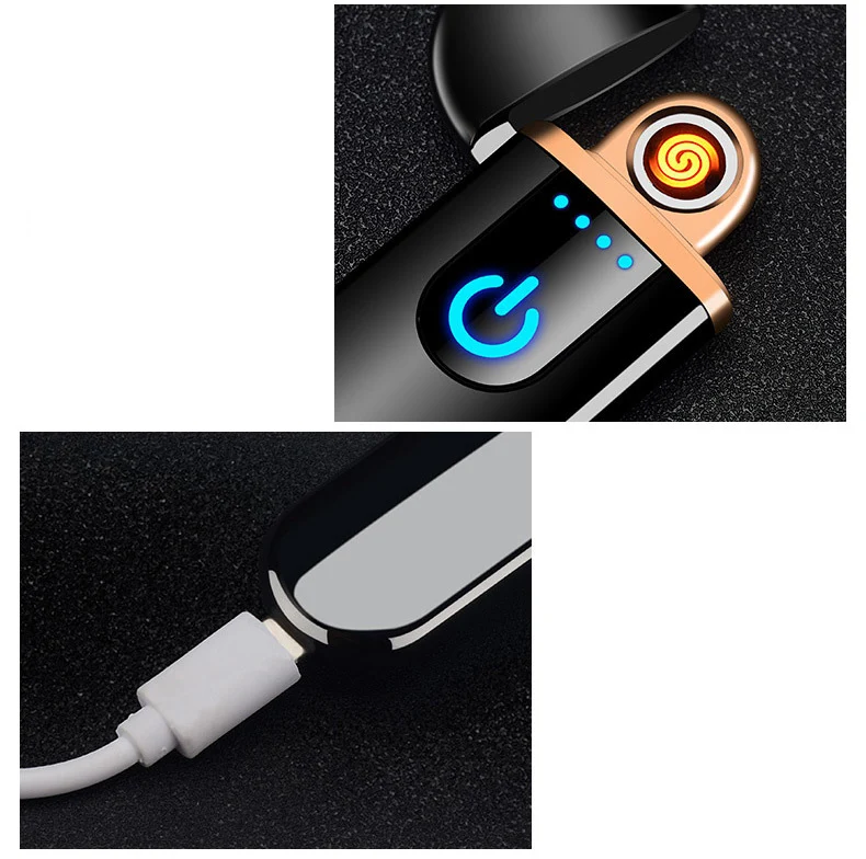 Светодиодный дисплей питания USB прикуриватель сенсорный датчик вольфрамовый провод прикуриватель ультра-тонкий двухсторонний Зажигалка зажигания