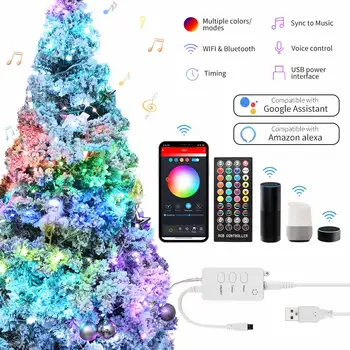 10M Led String Licht Koperdraad Fairy Licht Guirlande Rgb Usb Wifi Bluetooth Afstandsbediening Thuis Kerst Wedding Party decor