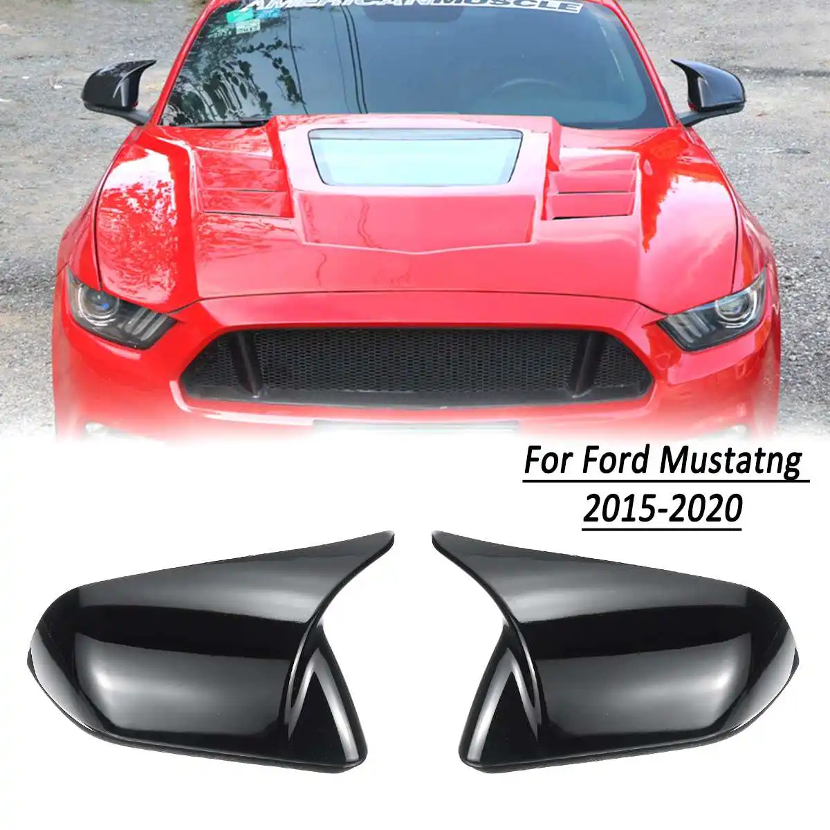 1 paar Glänzend Schwarz Carbon Faser Farbe Rückspiegel Abdeckung Kappen Für  Ford Mustang 2015 2016 2017 2018 2019 2020 2021 2022 - AliExpress