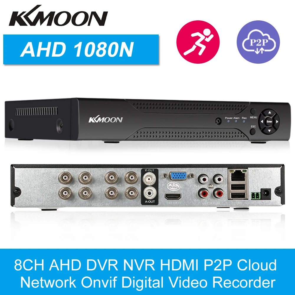KKmoon 8CH 1080P Hybrid NVR AHD TVI CVI DVR 5 в 1 цифровой видео Регистраторы P2P облачная сеть Onvif