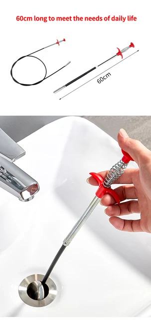 Spring Pipe Dredging Clog Remover Kitchen Tool Household 85cmUnblocker Drain  Snake Cleaner Sewer Cleaning Hook Water Sink Stick