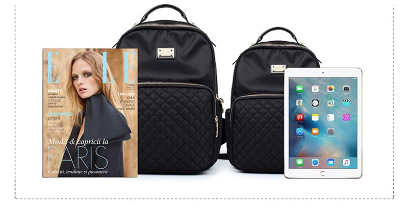 Женский рюкзак в консервативном стиле, нейлоновый женский рюкзак, высокое качество, сумки через плечо, Студенческая сумка, черный рюкзак A2217