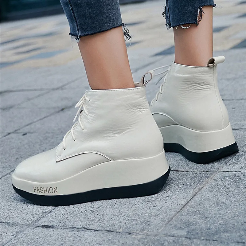 FEDONAS Genuine Cow Patent Leather Women Ankle Boots Casual Shoes Woman High Heeled Short Riding Boots Warm Autumn Winter Shoes