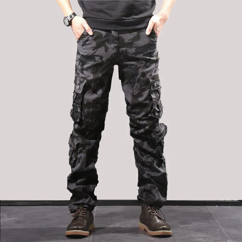 Men Pants Trousers Camouflage Combat Cargo Hiking Army Military Pocket Baggy Water Repellent Ripsto