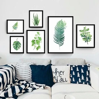 

Tropical Plants Flowers Poster Green Tree Leaf Sofa Background Wall Art Decorative Picture Paintings For Living Room Home Decor
