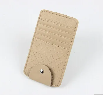 

Car Multi-functional Sun Shade Ticket Clips Car Mounted Embossed Leather Business Card Holder Car Glasses Storage Clip