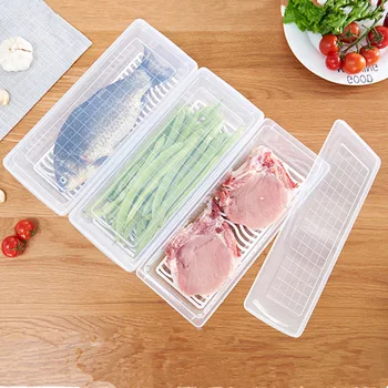 

Fresh Keeping Box Kitchen Rectangle Drain Pp Food Storage Refrigerator Transparent Anti Odor Plastic Can